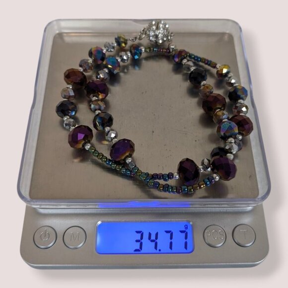 Vintage Beaded AB Crystal Necklace - Picture 7 of 7